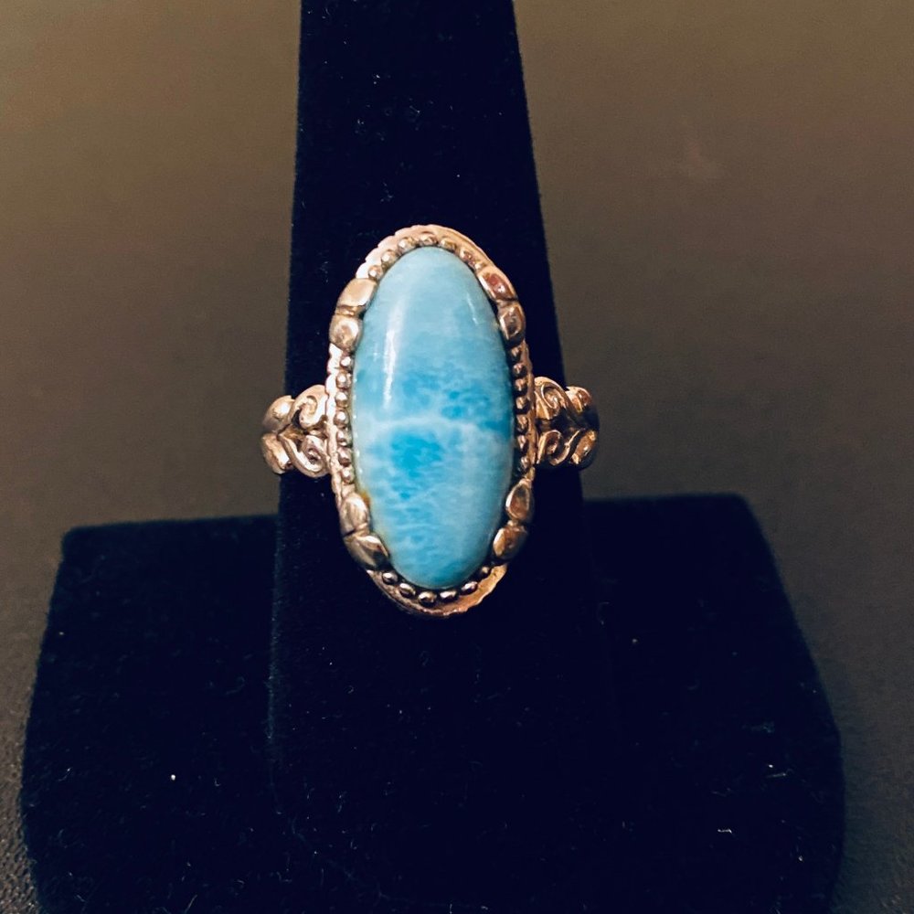 Larimar and Sterling Silver Ring, Size 8.75